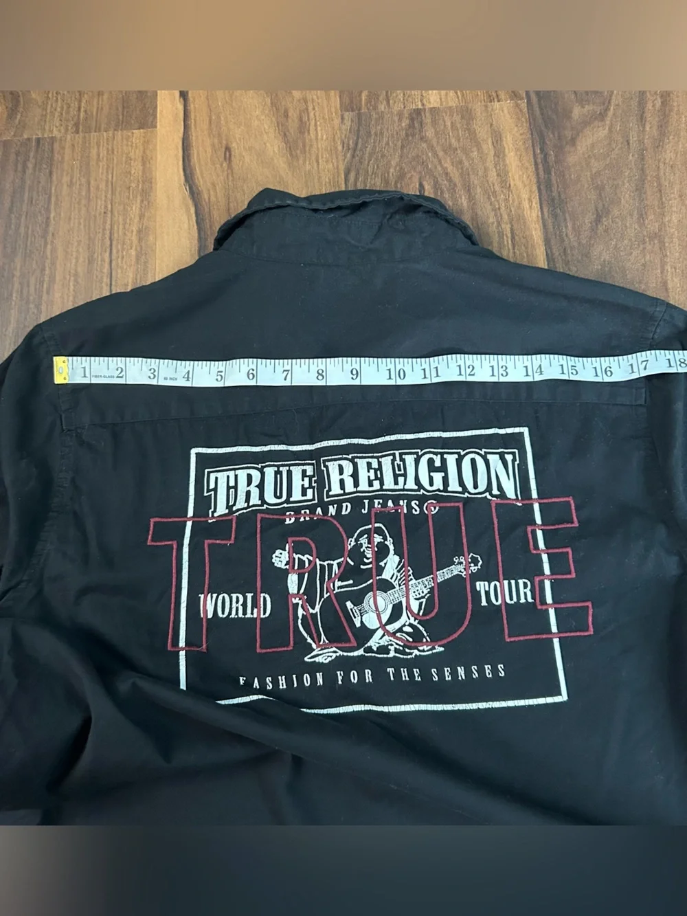 True Religion Black Graphic Button-Up Shirt
